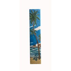 En Vogue Ceramic Tile Palm Beach Scene 16" x 3.5" Wall Art With Hook